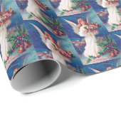 Papier Cadeau fête vintage Noël Ange Fête (Coin rond)