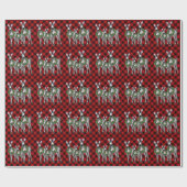 Papier Cadeau Fête Zebra Holly couronne | buffle rouge (Plat)