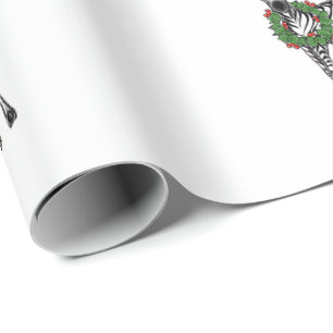 Papier Cadeau Fête Zèbre avec couronne Holly