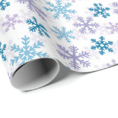 Papier Cadeau fêter Noël turquoise violet de flocon (Coin rond)