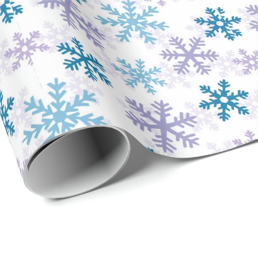Papier Cadeau fêter Noël turquoise violet de flocon (Coin rond)