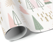 Papier Cadeau Fêtes Abstraites modernes Crème Noël (Coin rond)