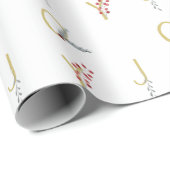 Papier Cadeau Fêtes Botaniques Joy Rustic Gold Minimal Party (Coin rond)