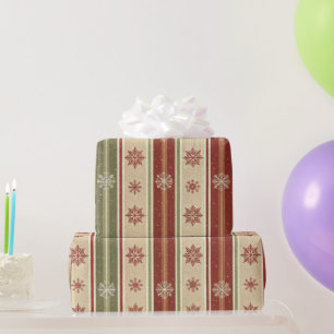 Papier Cadeau Fêtes de fin d'année avec flocons de neige rustiqu