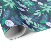 Papier Cadeau Fêtes de Noël botanique foncé (Coin rond)