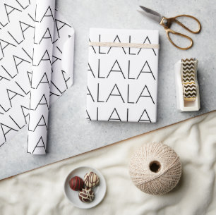 Papier Cadeau Fêtes de Noël FALALALALALA noir et blanc