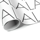 Papier Cadeau Fêtes de Noël FALALALALALA noir et blanc (Coin rond)