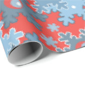 Papier Cadeau Fêtes de Noël Fête hiver Flamme de neige brillant (Coin rond)