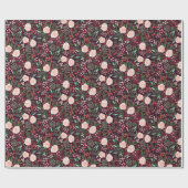 Papier Cadeau Fêtes de Noël Floral Moderne (Plat)