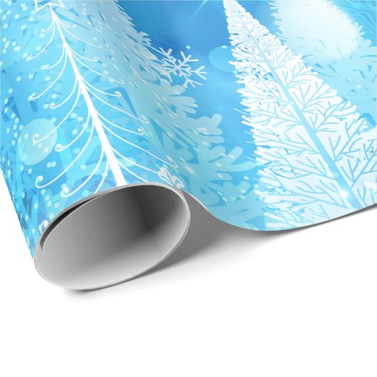 Papier Cadeau Fêtes de Noël - Père Noël Bleu et Sleigh (Coin rond)