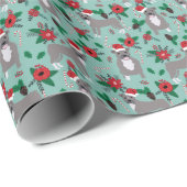 Papier Cadeau Fêtes florales de Noël à Pitbull (Coin rond)
