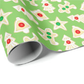 Papier Cadeau Fêtes Pain court Cookies Noël vert (Coin rond)