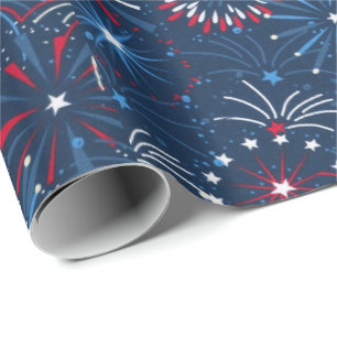 Papier Cadeau Feu 4 juillet bleu
