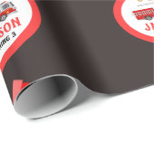Papier Cadeau Feu camion Anniversaire (Coin rond)