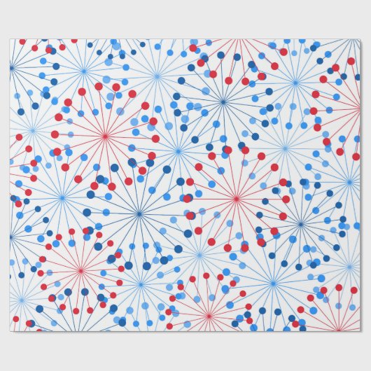 Papier Cadeau feu d'artifice bleu rouge Enveloppement du parti p (Plat)