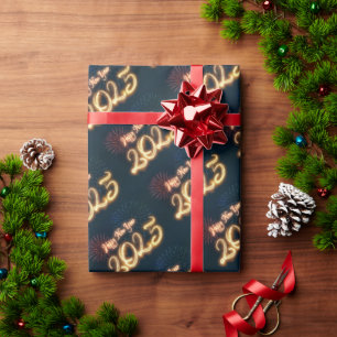 Papier Cadeau Feu d'artifice du Joyeux Nouvel An 2025