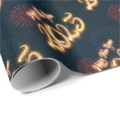 Papier Cadeau Feu d'artifice du Joyeux Nouvel An 2025 (Coin rond)