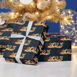 Papier Cadeau Feu d'artifice du Nouvel An 2025