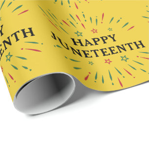 Papier Cadeau Feu d'artifice Fête de l'Indépendance Noire Joyeux