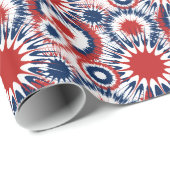 Papier Cadeau Feu d'artifice patriotique éclate en rouge blanc e (Coin rond)