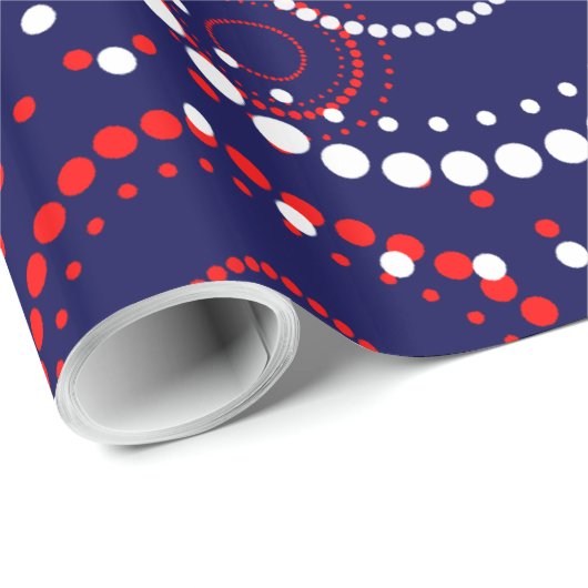 Papier Cadeau Feu d'artifice rouge blanc Abstrait en bleu (Coin rond)