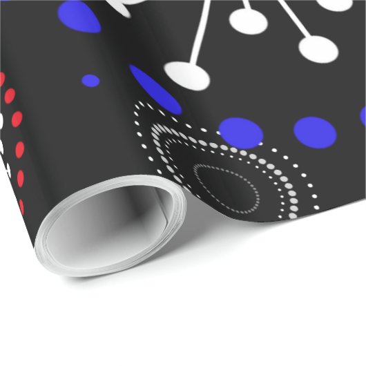 Papier Cadeau Feu d'artifice rouge blanc contemporain (Coin rond)