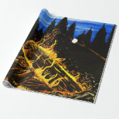 Papier Cadeau Feu de camp confortable Coucher de soleil Forêt Av (Déroulé)