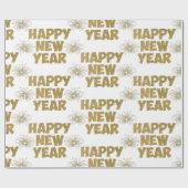 Papier Cadeau feu de la nouvelle année or happy (Plat)
