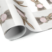 Papier Cadeau Feu de lapin rose bulle gomme (Coin rond)