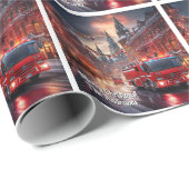 Papier Cadeau Feu de Noël (Coin rond)