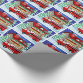 Papier Cadeau Feu d'incendie Station d'hiver Noël (Coin)