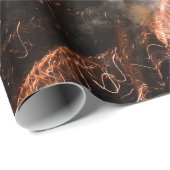 Papier Cadeau Feu d'or abstrait or noir fumée (Coin rond)