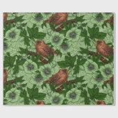 Papier Cadeau Feu et hellebore, vert clair (Plat)