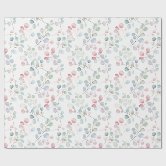 Papier Cadeau Feuillage coloré d'eucalyptus (Plat)