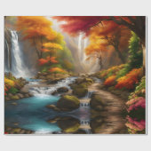 Papier Cadeau Feuillage d'automne à la cascade (Plat)