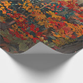 Papier Cadeau Feuillage d'Automne Bois Colorés Découpage (Coin)
