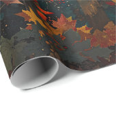 Papier Cadeau Feuillage d'Automne Bois Colorés Découpage (Coin rond)
