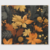 Papier Cadeau Feuillage d'automne doré (Plat)