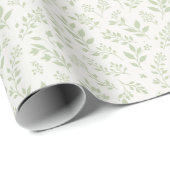 Papier Cadeau Feuillage d'automne Olive Douce - Neutre (Coin rond)