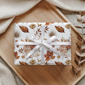 Papier Cadeau Feuillage de automne floral en terre cuite rouille