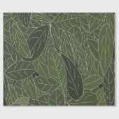 Papier Cadeau Feuillage de feuilles vertes (Plat)