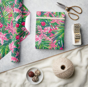 Papier Cadeau Feuillage de Noël funky