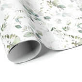 Papier Cadeau Feuillage d'eucalyptus pour bébé ou douche de mari (Coin rond)
