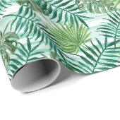 Papier Cadeau Feuillage Feuille Retro Chic Tropical Green Palm T (Coin rond)