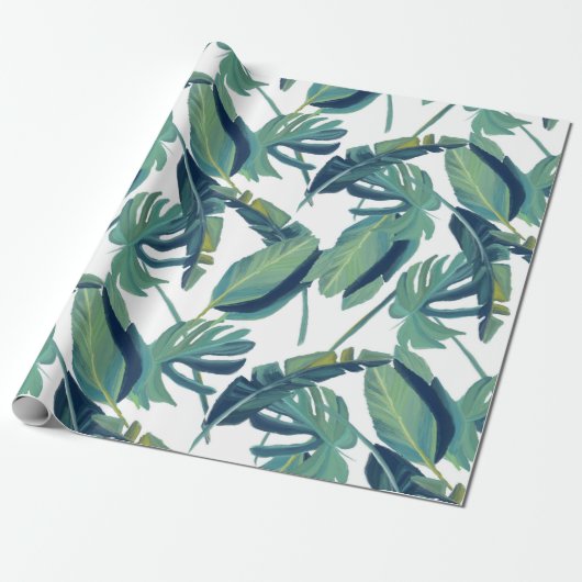 Papier Cadeau Feuillage Feuilles Tropicales Monstera (Déroulé)