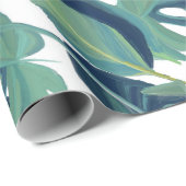Papier Cadeau Feuillage Feuilles Tropicales Monstera (Coin rond)