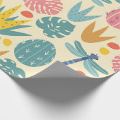 Papier Cadeau Feuillage préhistorique et libellules (Coin)