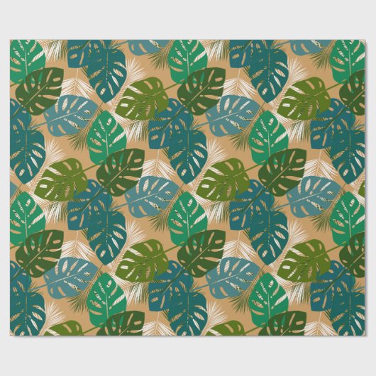 Papier Cadeau Feuillage tropical d'île (Plat)