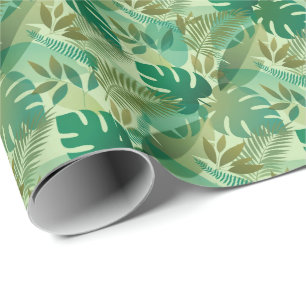 Papier Cadeau Feuillage Tropical Feuilles Vertes Aériennes