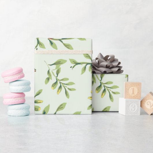 Papier Cadeau Feuillage Vert Feuilles (Baby Shower)